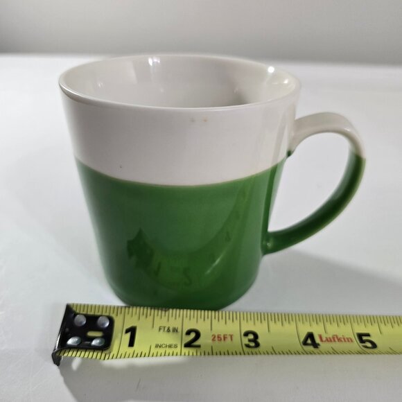 Vintage Crate&Barrel Color Block Coffee Mug Green and White Large 12-14oz - Picture 10 of 11